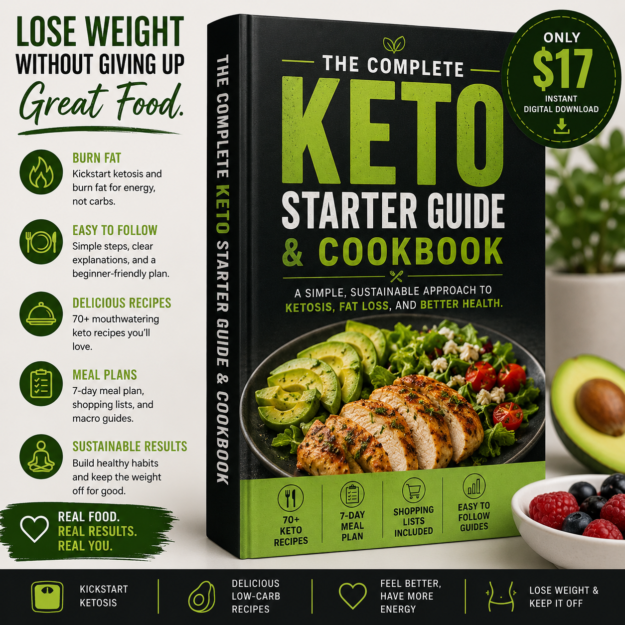 The Complete Keto Starter Guide & Cookbook cover